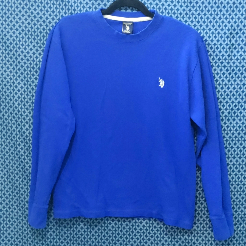 U.S Polo Assn - Men's royal blue crew neck, long sleeve knit thermal. Size- L